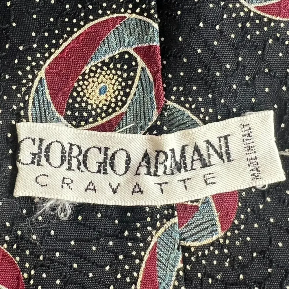 Giorgio Armani Men's Tie Cravatte Multicolor Geometric Swirl Pointed